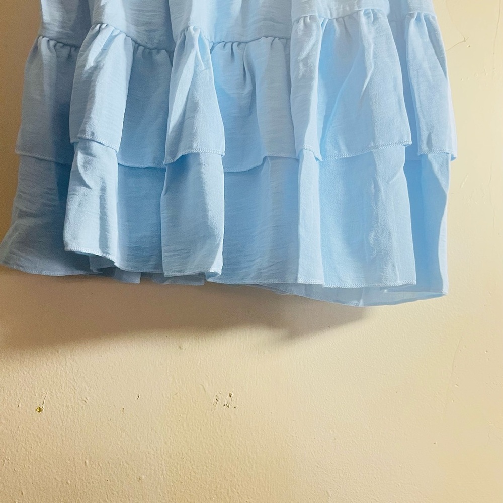 Light Blue Tiered Ruffle Skirt - Women